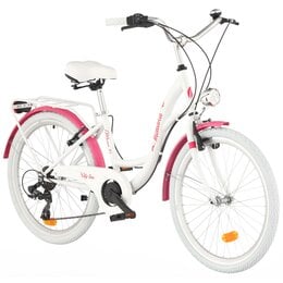 Rower młodzieżowy INDIANA Moena 24 cale 15" dla dziewczynki Biało-różowy 