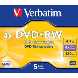 Płyta VERBATIM Matt Silver DVD+RW, 4.7 GB, 4x (5 szt.) 