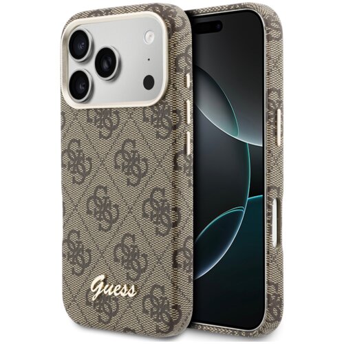Etui GUESS 4G Script MagSafe do Apple iPhone 17 Pro Max Brązowy